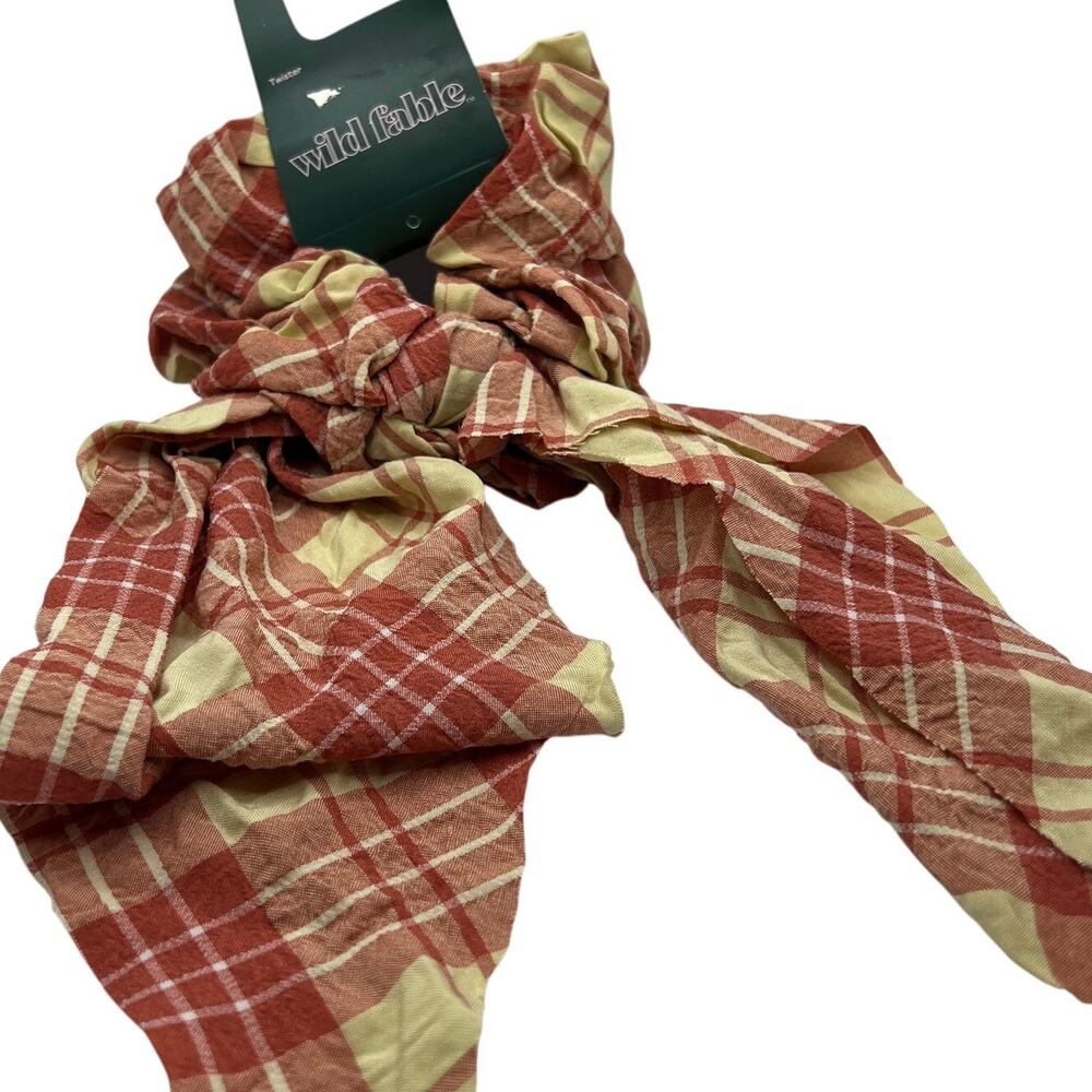 Wild Fable Women's Orange and Yellow Plaid Jumbo Scarf Twister - NWT